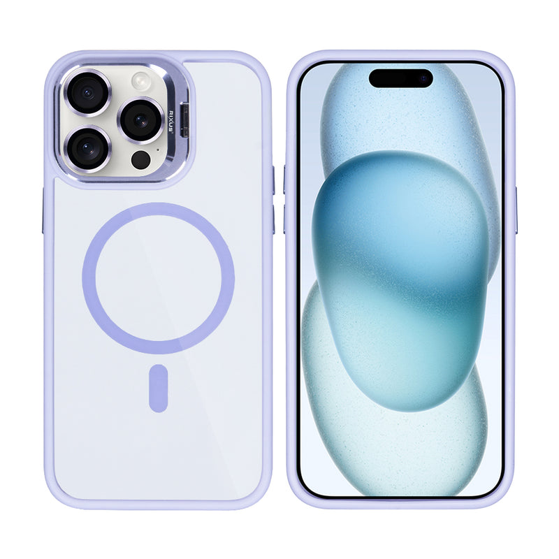 Rixus Classic 03 Case With MagSafe For iPhone 15 Pro Light Purple