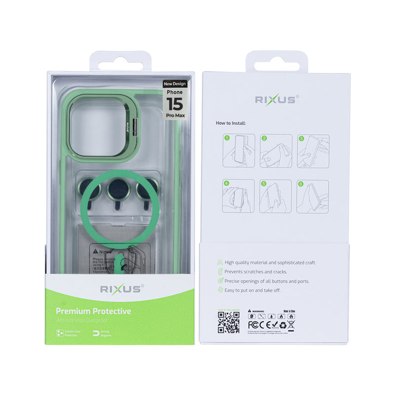Rixus Classic 03 Case With MagSafe For iPhone 15 Pro Max Light Green