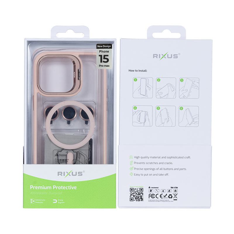 Rixus Classic 03 Case With MagSafe For Apple iPhone 15 Pro Max Light Pink