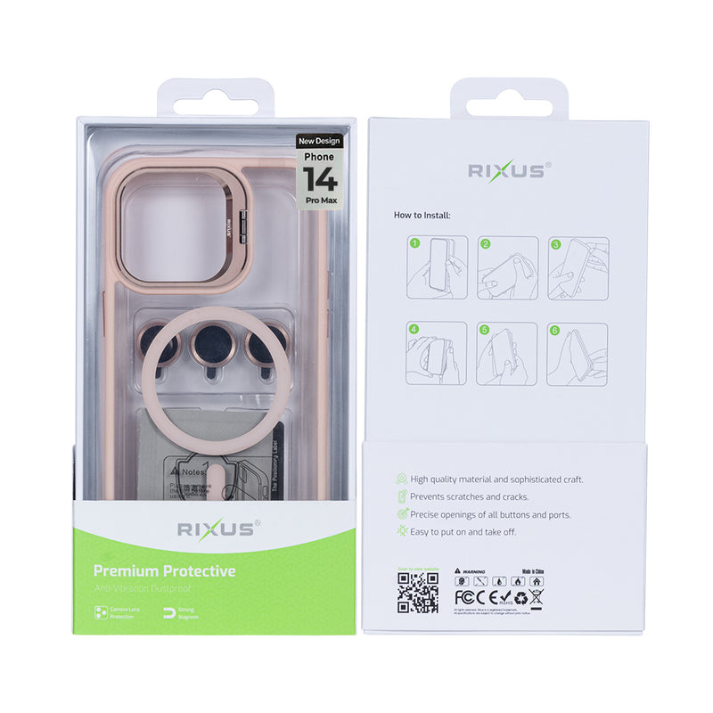 Rixus Classic 03 Case With MagSafe For iPhone 14 Pro Max Light Pink