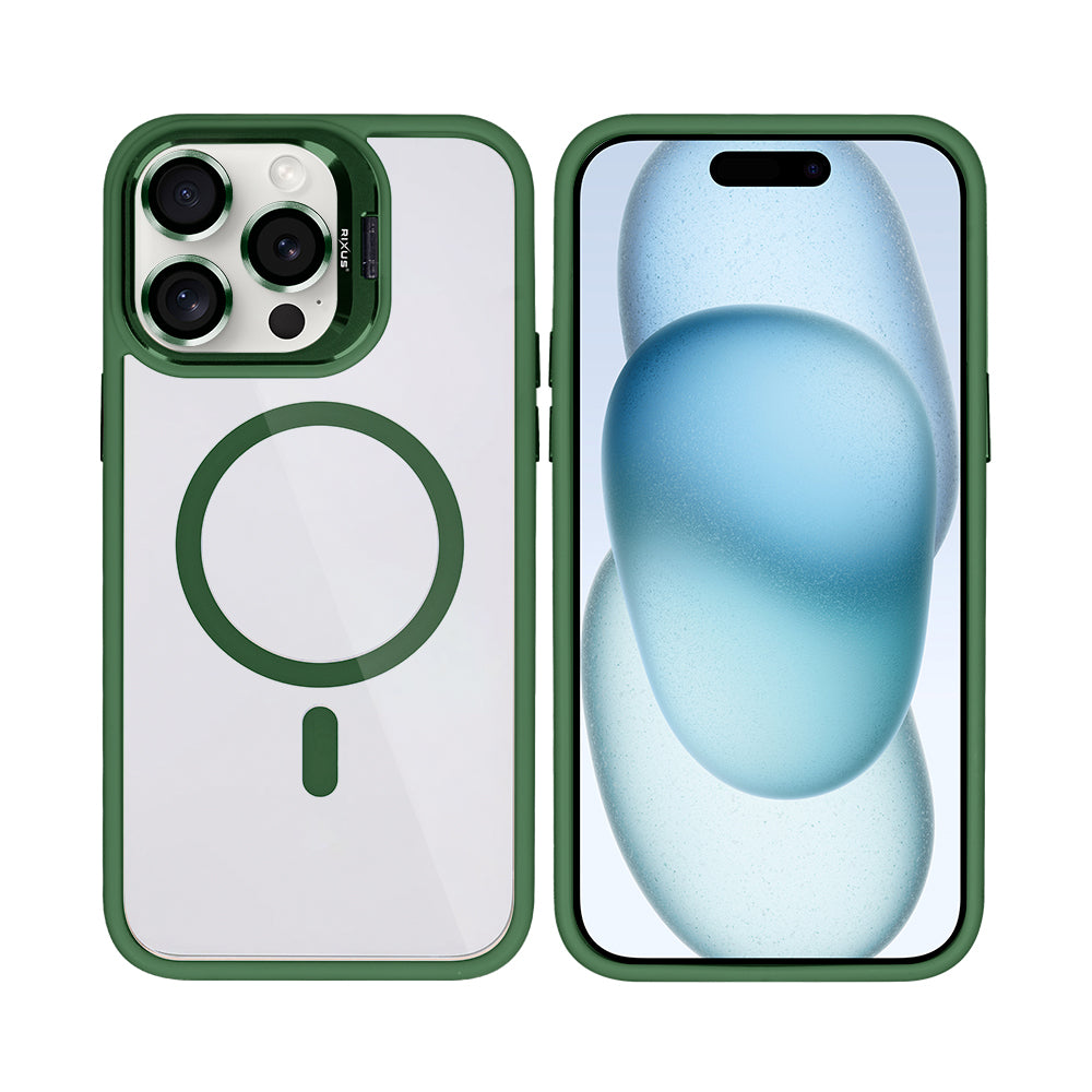 Rixus Classic 03 Case With MagSafe Compatible For Apple iPhone 14 Pro Max Dark Green