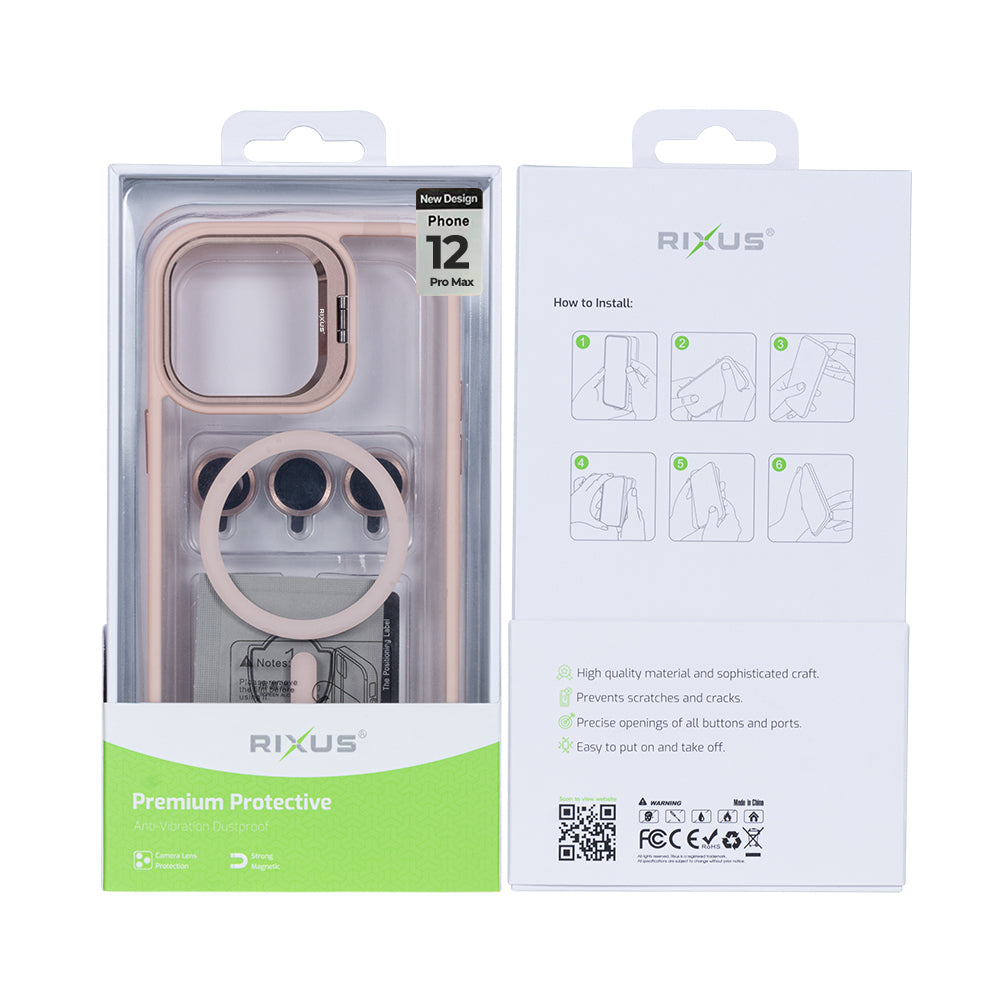 Rixus Classic 03 Case With MagSafe Compatible For Apple iPhone 12 Pro Max Light Pink