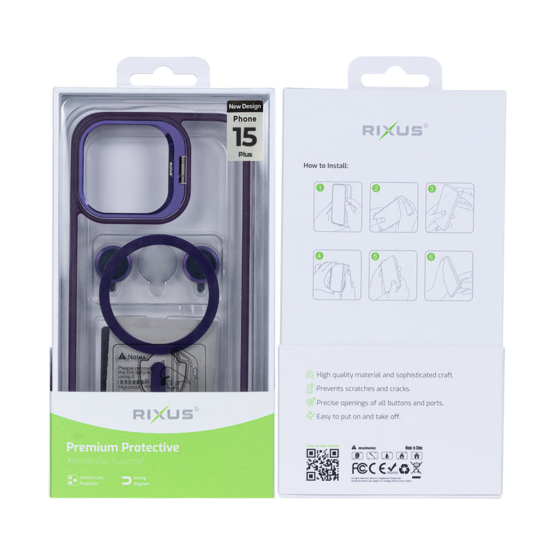 Rixus Classic 03 Case With MagSafe For iPhone 15 Plus Deep Purple