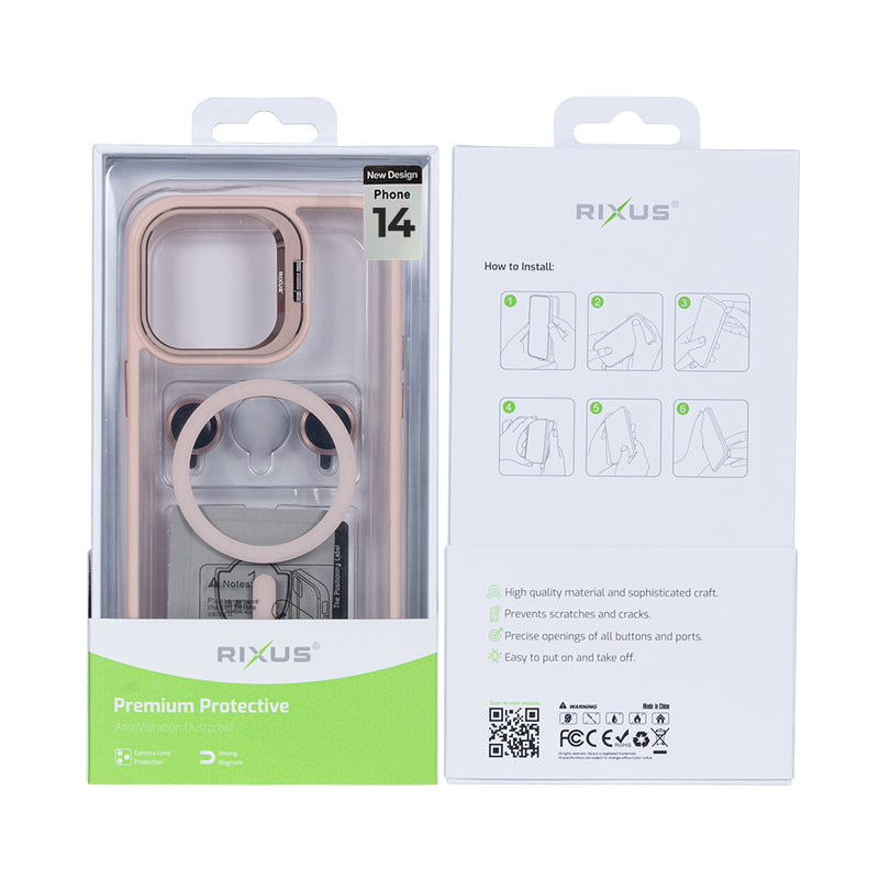 Rixus Classic 03 Case With MagSafe For iPhone 14 Light Pink