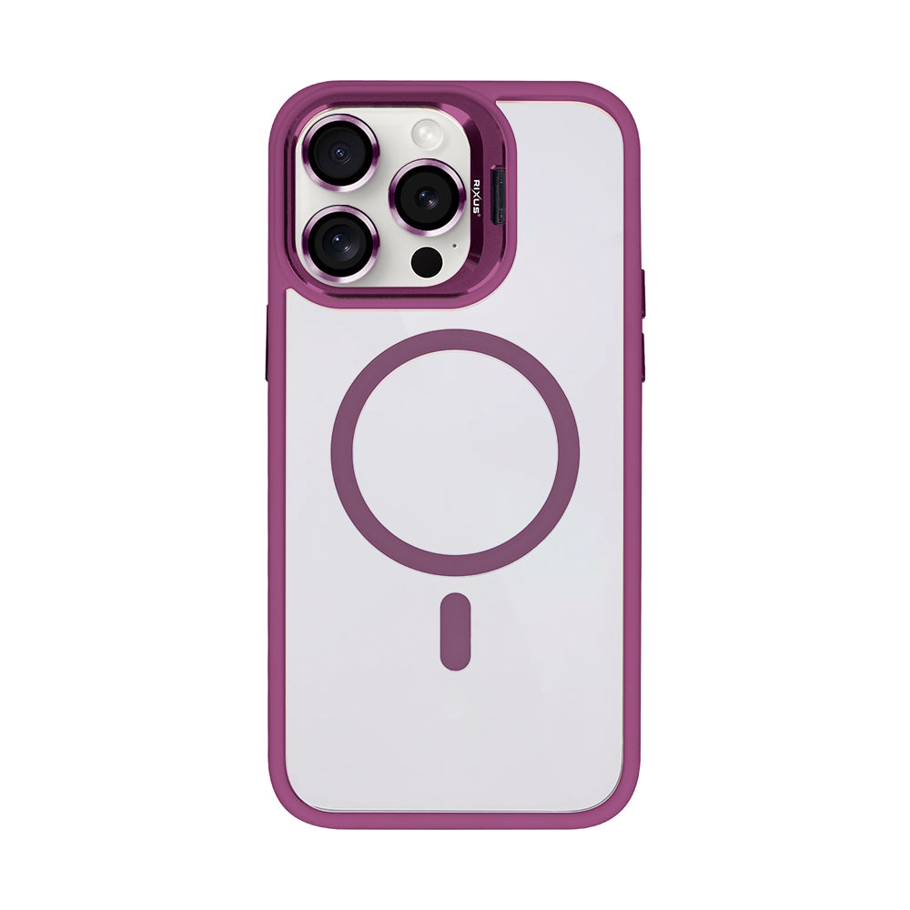 Rixus Classic 03 Case With MagSafe Compatible For Apple iPhone 12, 12 Pro Dark Pink
