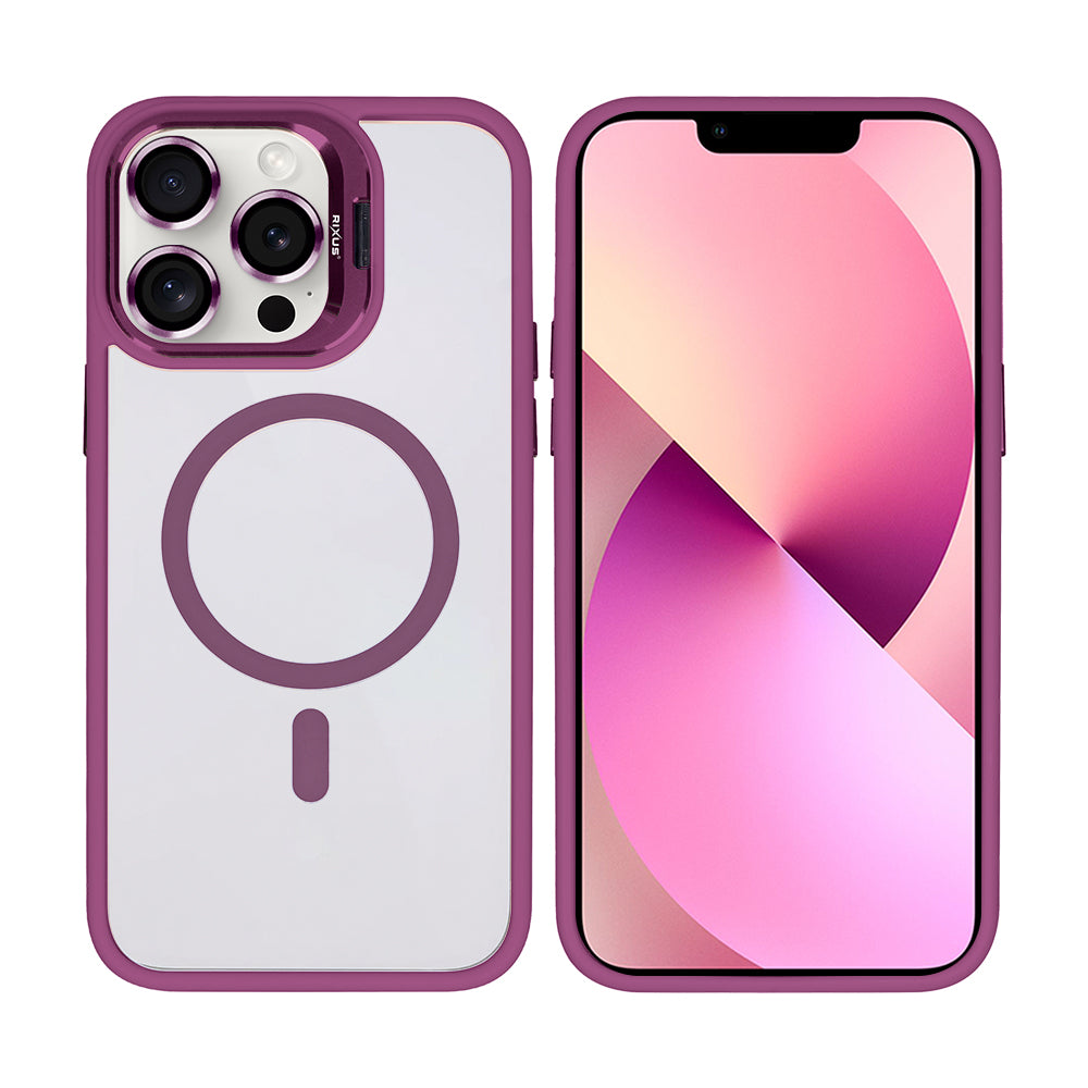 Rixus Classic 03 Case With MagSafe Compatible For Apple iPhone 12, 12 Pro Dark Pink