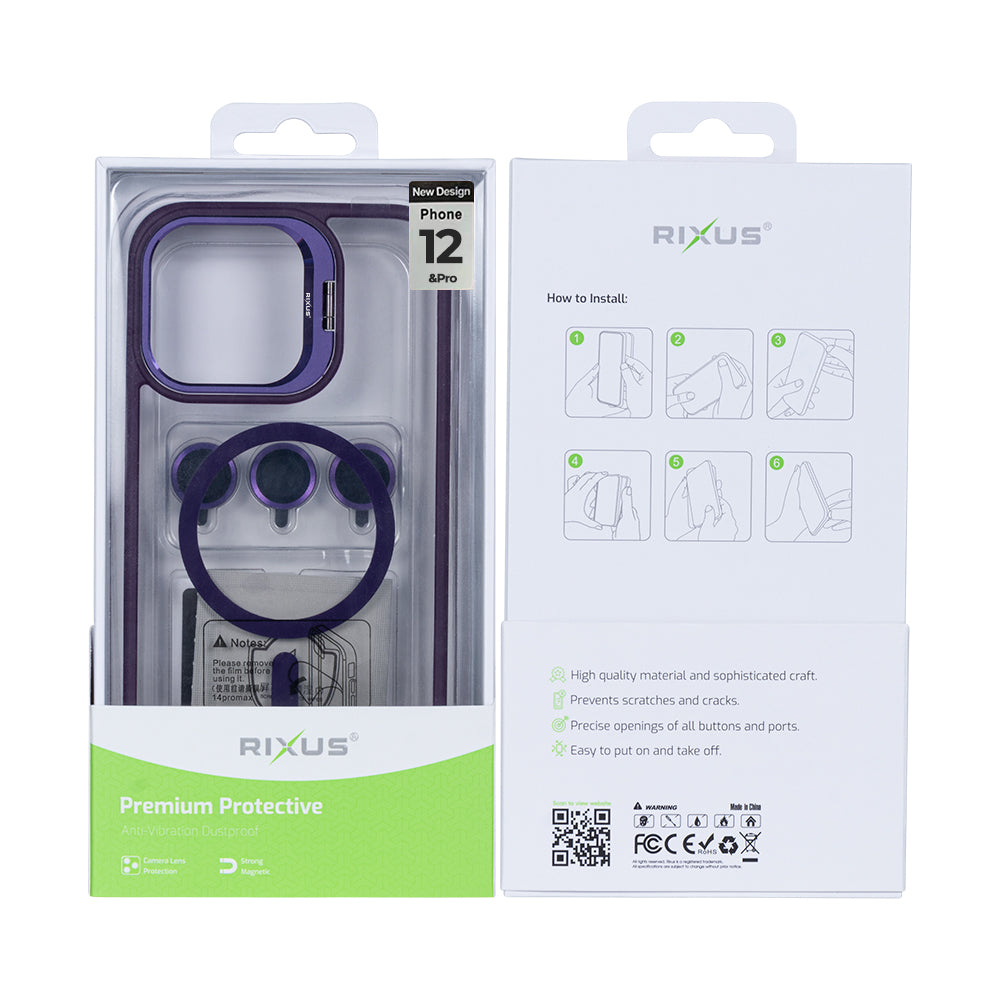 Rixus Classic 03 Case With MagSafe Compatible For Apple iPhone 12, 12 Pro Deep Purple