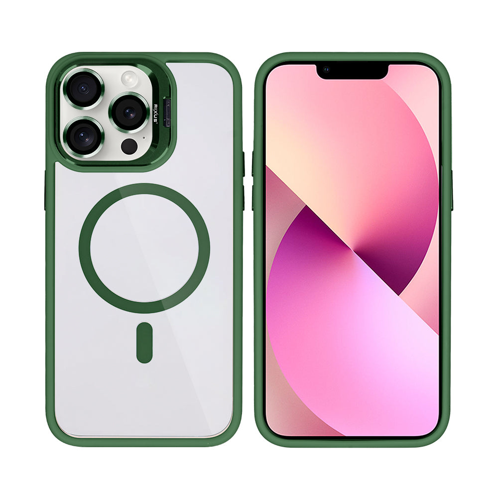 Rixus Classic 03 Case With MagSafe Compatible For Apple iPhone 12, 12 Pro Dark Green