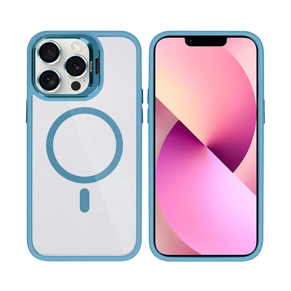 Rixus Classic 03 Case With MagSafe Compatible For Apple iPhone 12, 12 Pro Light Blue