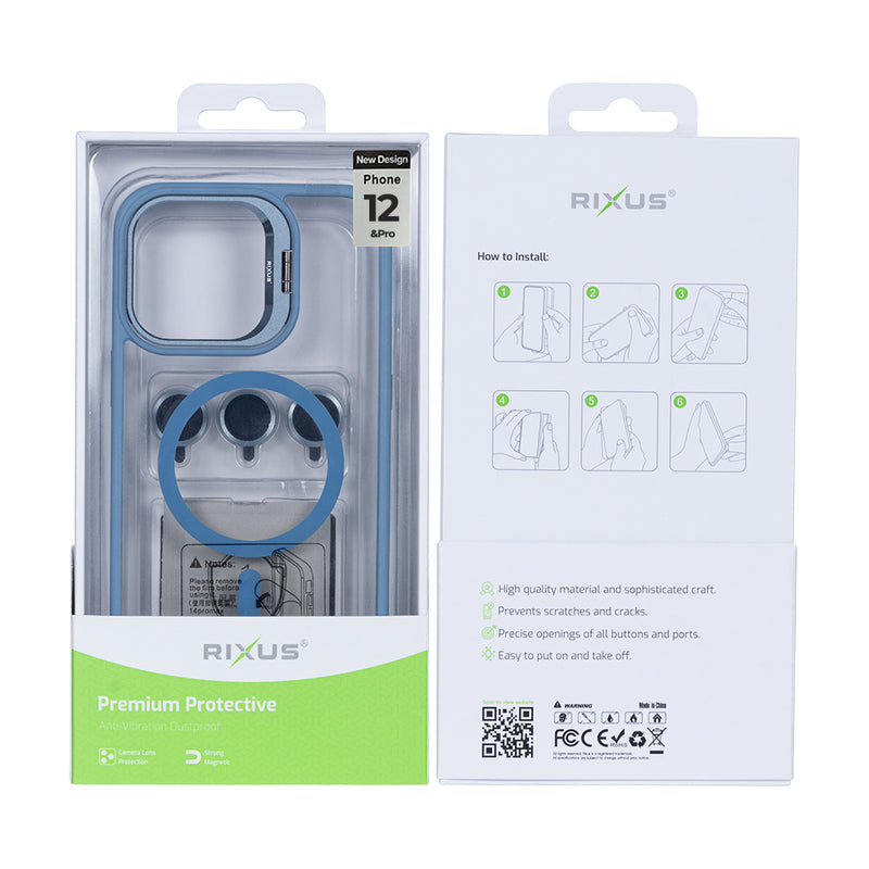 Rixus Classic 03 Case With MagSafe For iPhone 12, 12 Pro Light Blue
