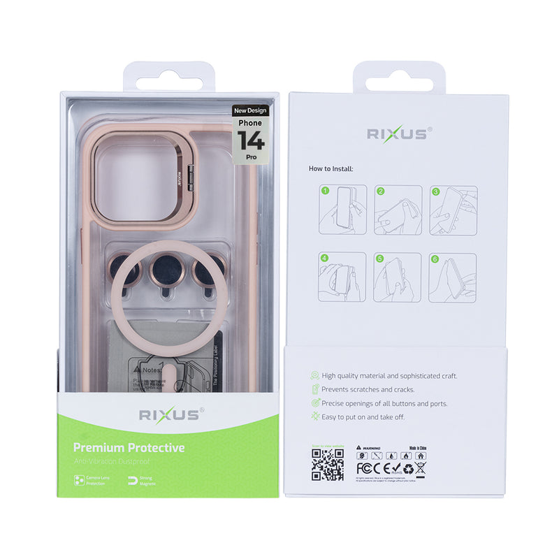 Rixus Classic 03 Case With MagSafe For iPhone 14 Pro Light Pink