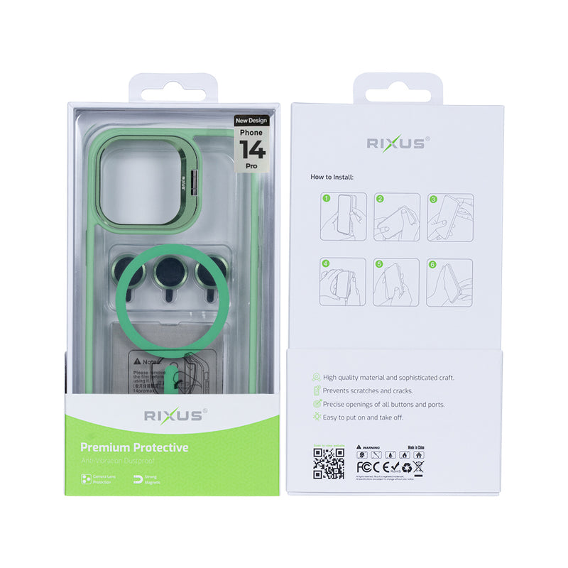 Rixus Classic 03 Case With MagSafe For iPhone 14 Pro Light Green