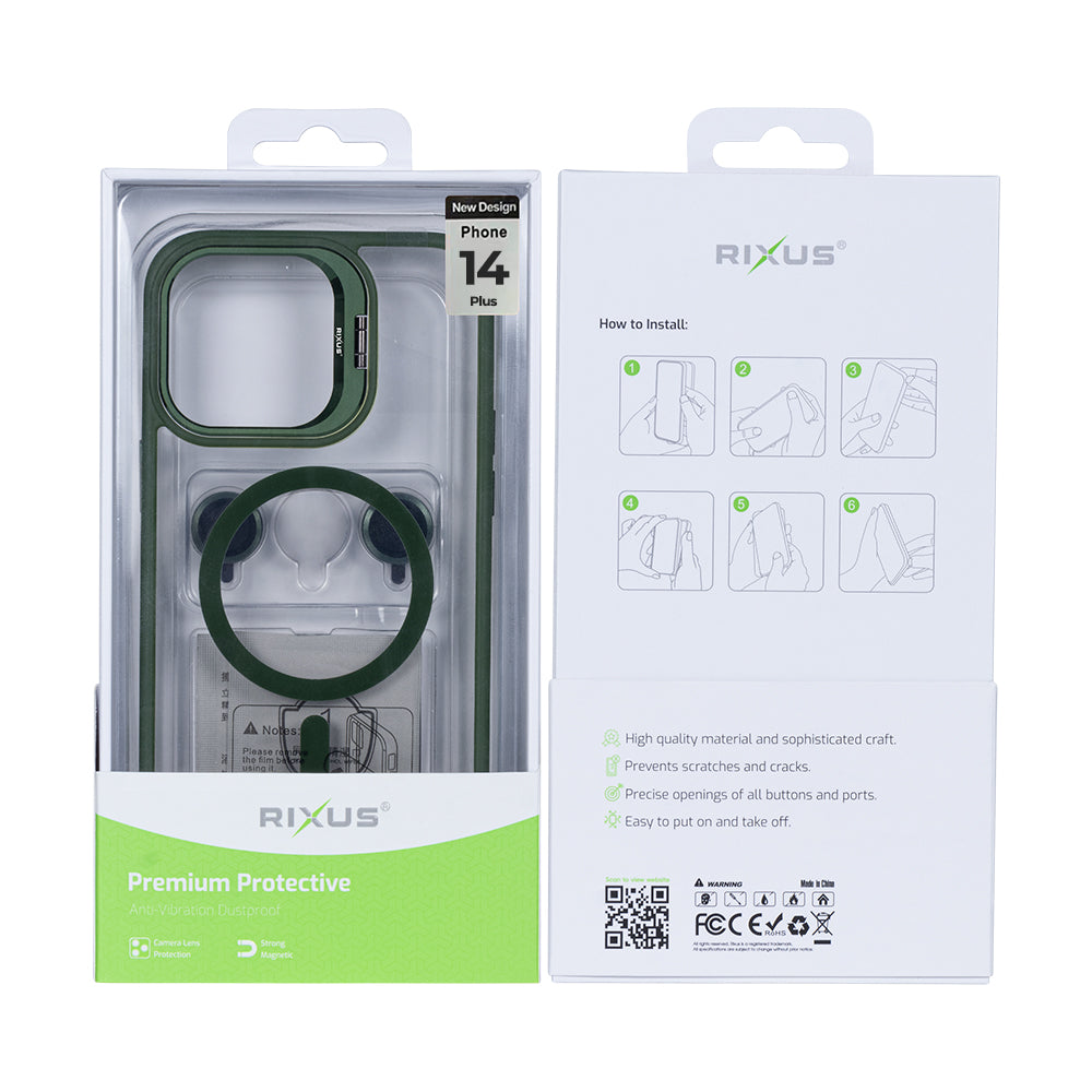 Rixus Classic 03 Case With MagSafe Compatible For Apple iPhone 14 Plus Dark Green