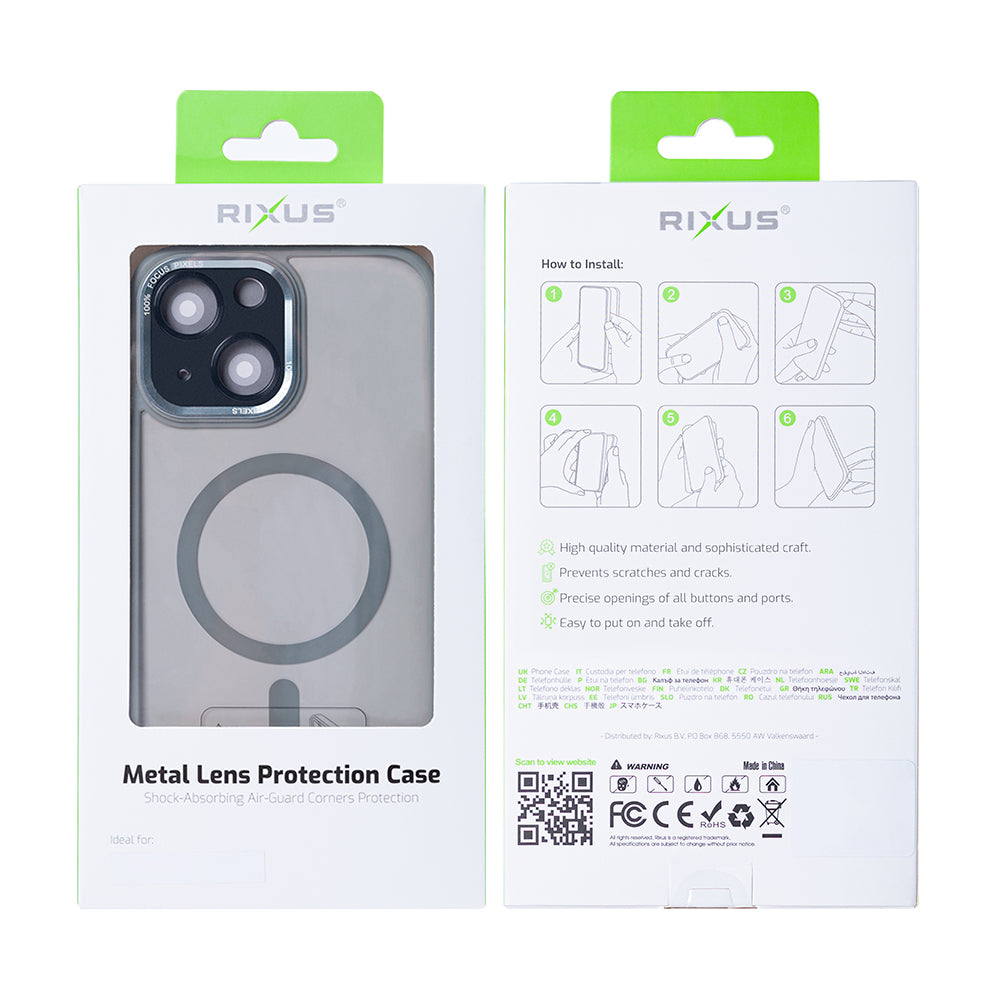 Rixus Classic 04 Case With MagSafe Compatible For Apple iPhone 15 Grey