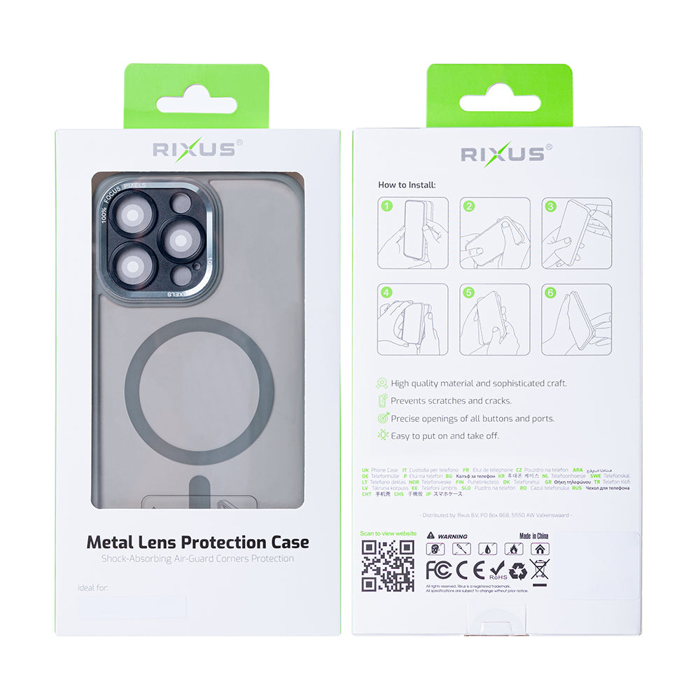 Rixus Classic 04 Case With MagSafe Compatible For Apple iPhone 15 Pro Grey