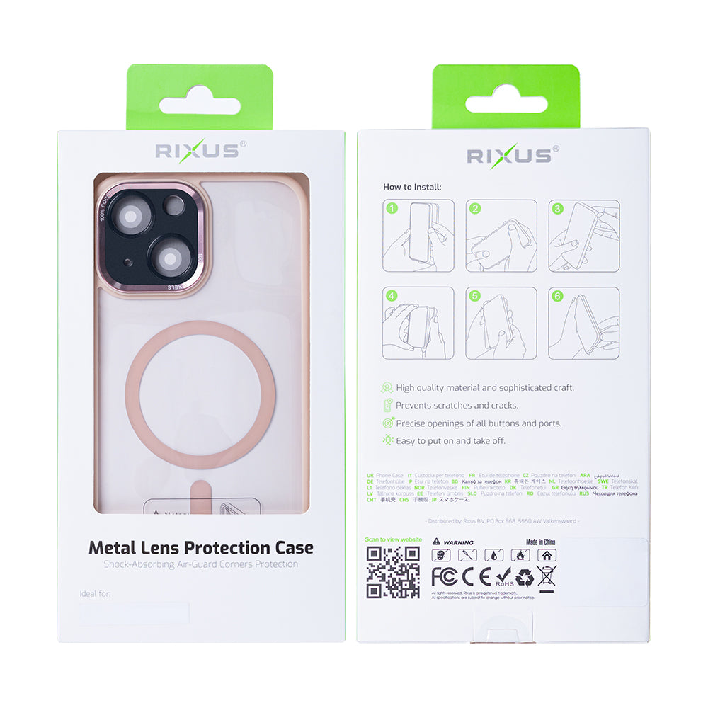 Rixus Classic 04 Case With MagSafe Compatible For Apple iPhone 14 Plus Pink
