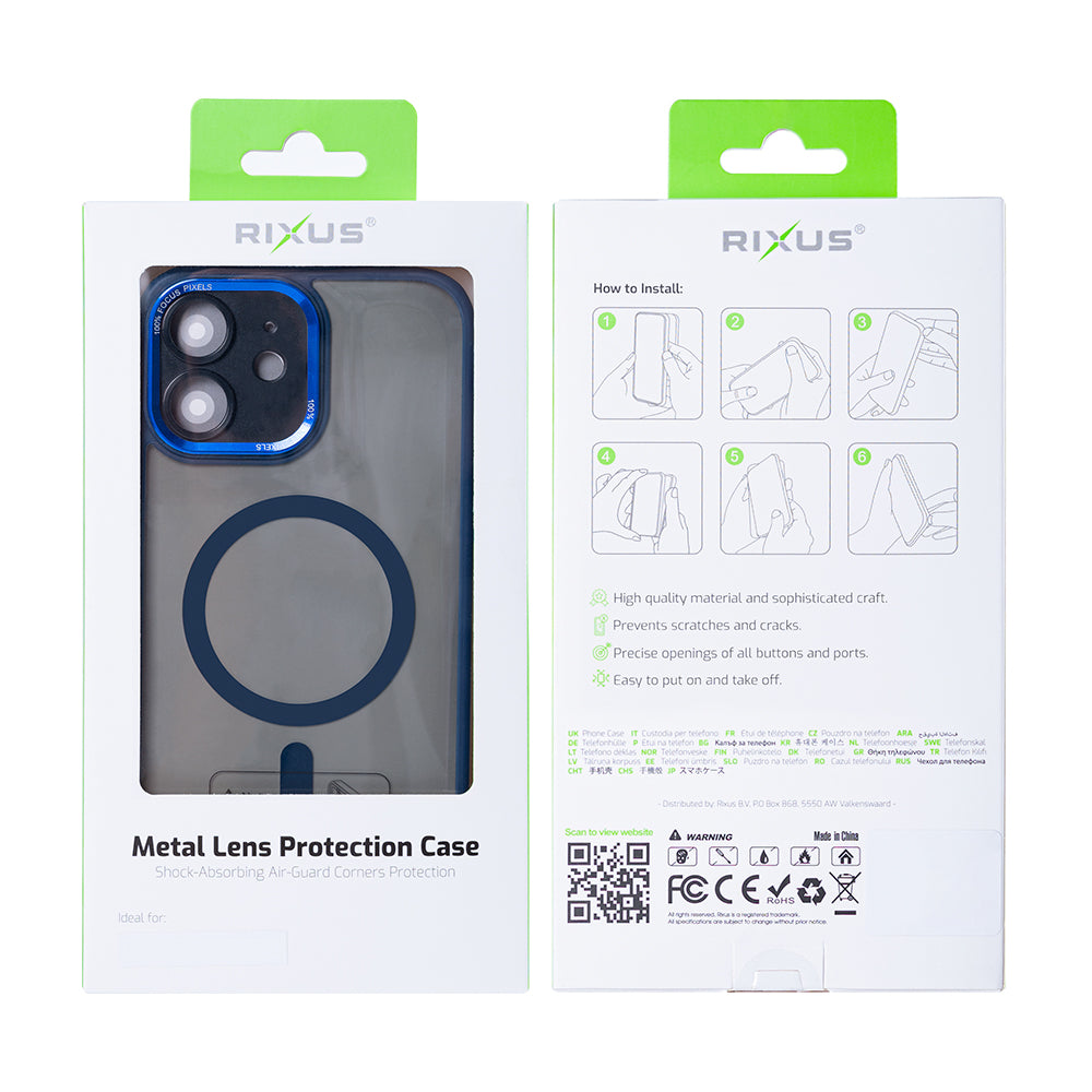 Rixus Classic 04 Case With MagSafe Compatible For Apple iPhone 12 Dark Blue