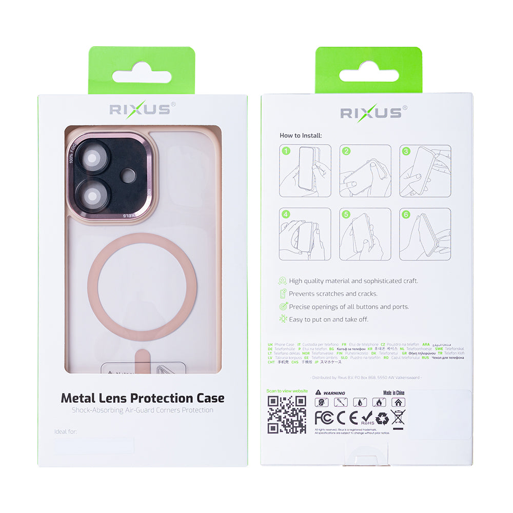 Rixus Classic 04 Case With MagSafe Compatible For Apple iPhone 12 Pink