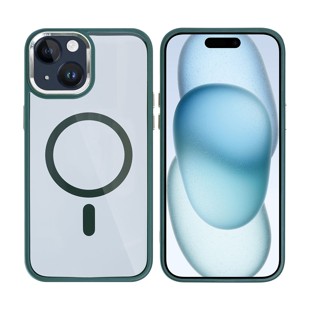 Rixus Classic 04 Case With MagSafe Compatible For Apple iPhone 15 Plus Dark Green