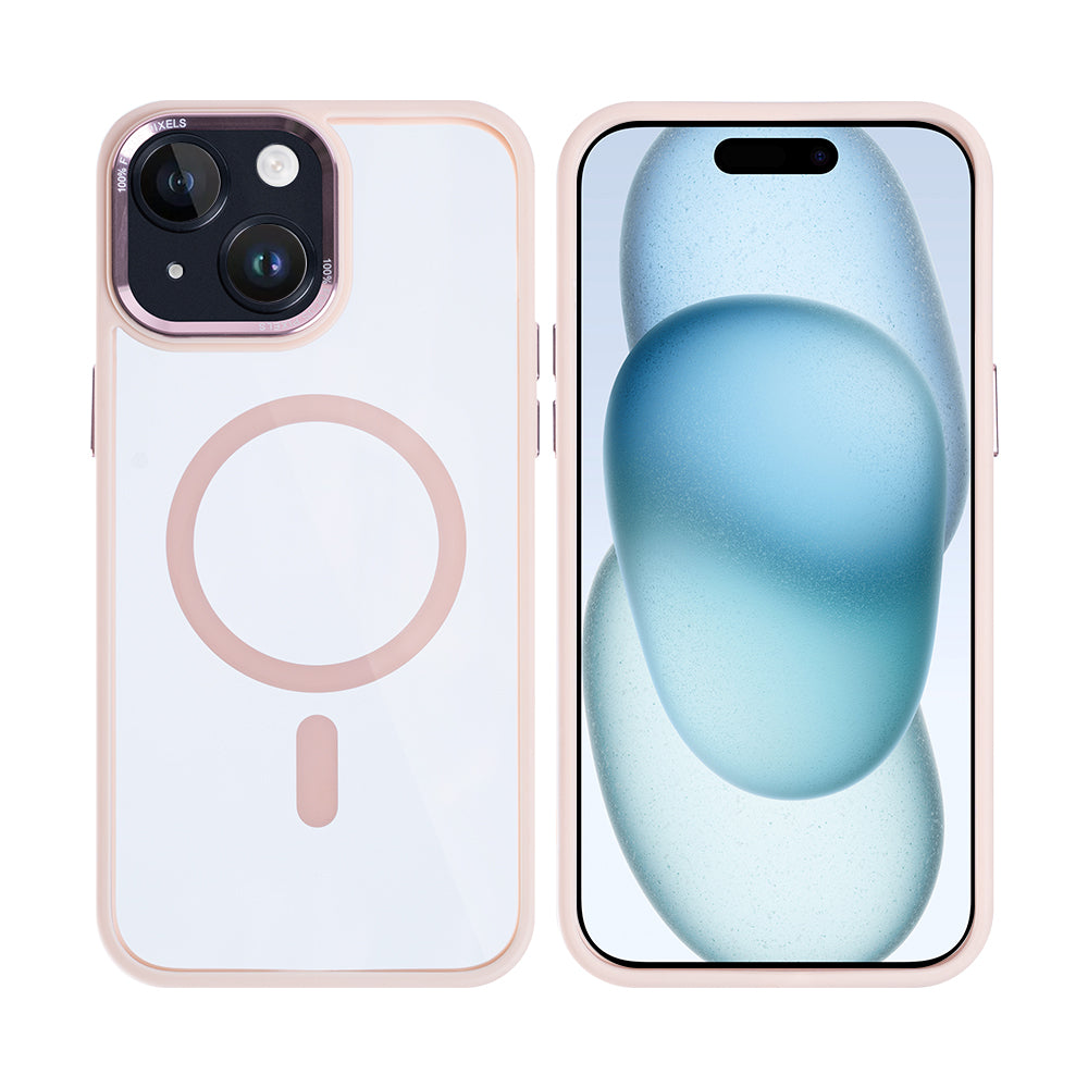 Rixus Classic 04 Case With MagSafe Compatible For Apple iPhone 15 Pink