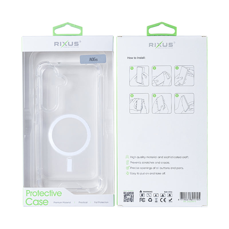 Rixus For Samsung Galaxy A05s A057F Anti-Burst Case With MagSafe Transparent