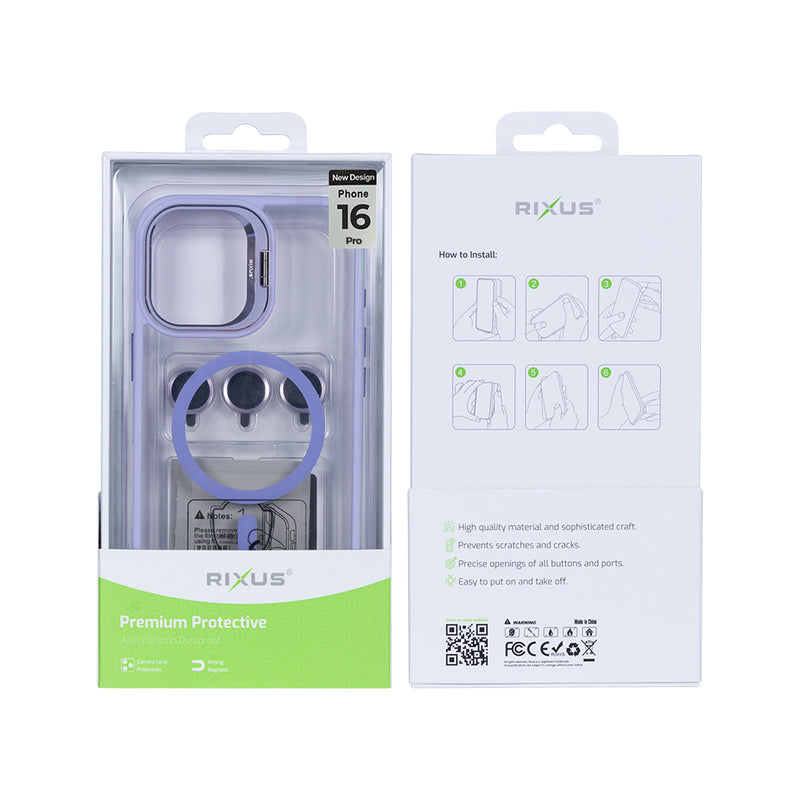 Rixus Classic 03 Case With MagSafe For iPhone 16 Pro Light Purple