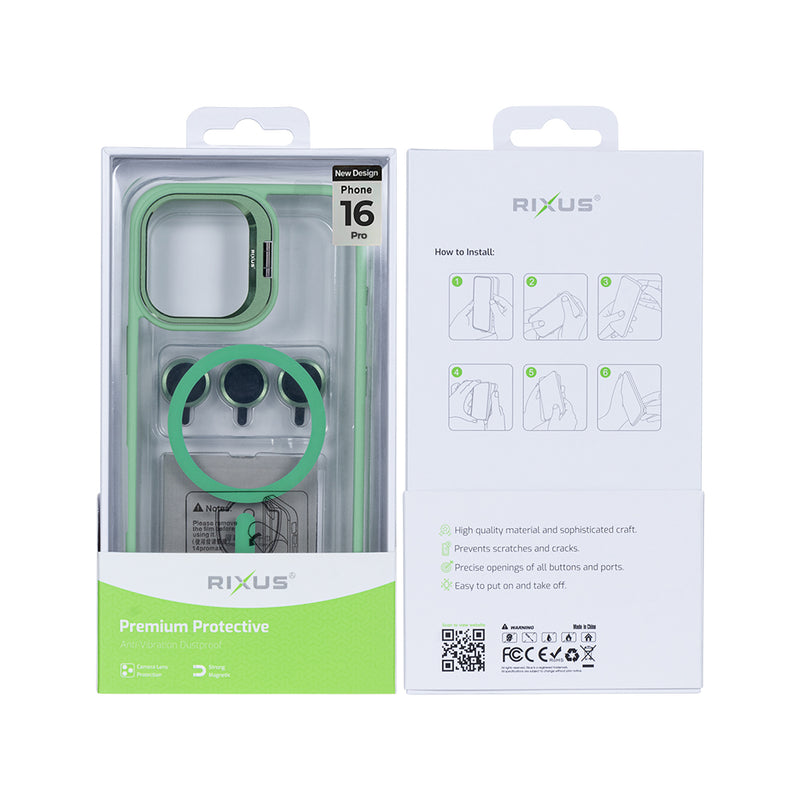 Rixus Classic 03 Case With MagSafe For iPhone 16 Pro Light Green