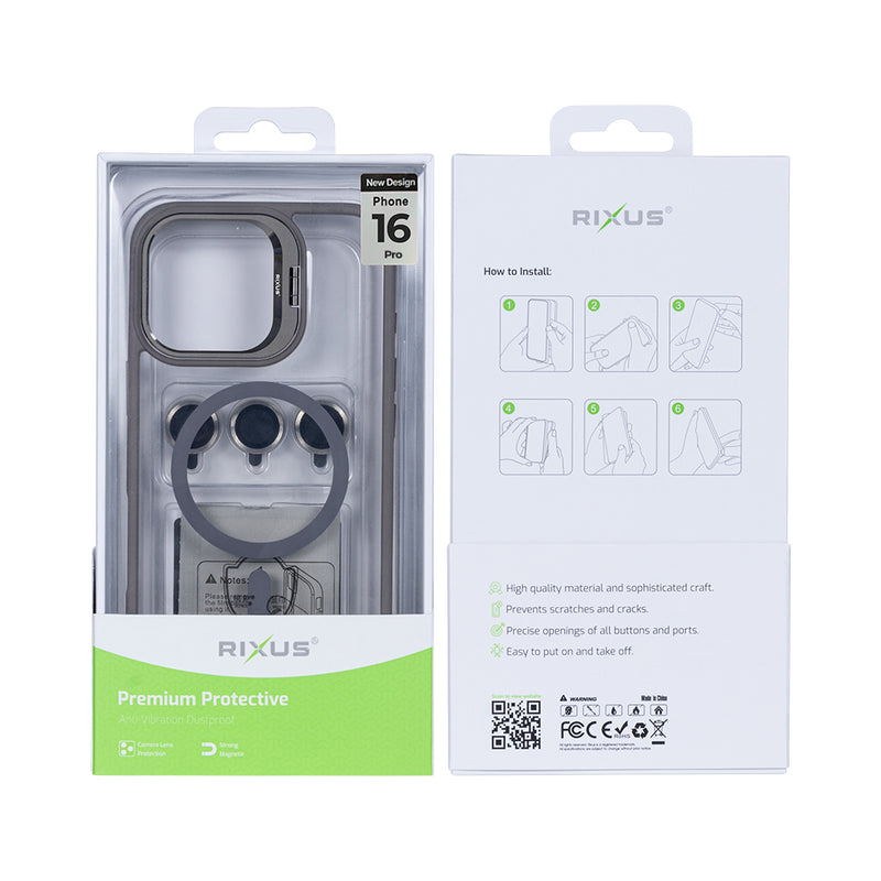 Rixus Classic 03 Case With MagSafe For iPhone 16 Pro Titanium Grey