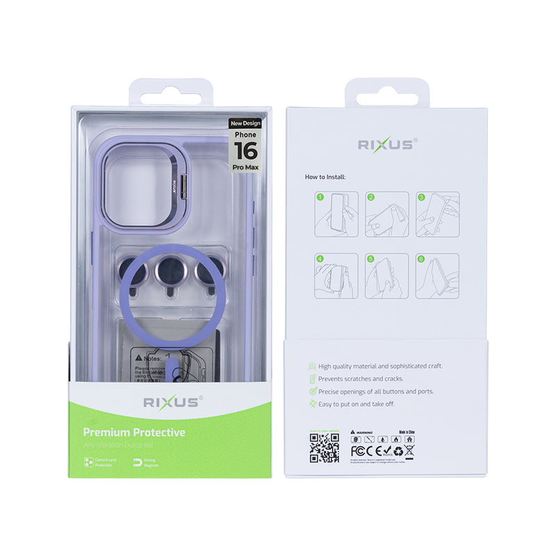 Rixus Classic 03 Case With MagSafe For iPhone 16 Pro Max Light Purple
