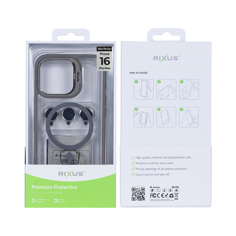 Rixus Classic 03 Case With MagSafe For iPhone 16 Pro Max Titanium Grey
