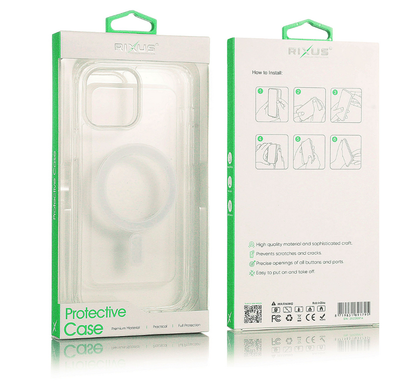 Rixus Magnetic Clear Case For iPhone 14 Plus