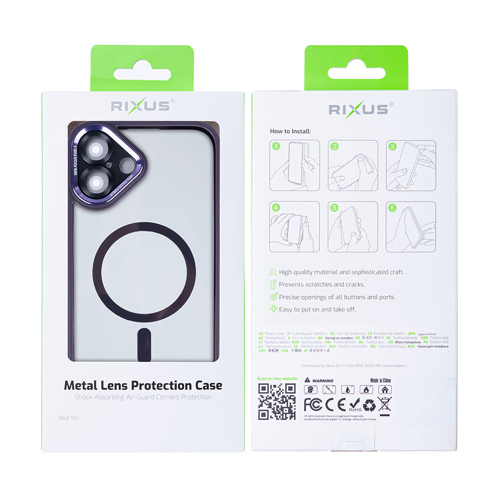 Rixus Classic 04 Case With MagSafe Compatible For Apple iPhone 16 Plus Purple