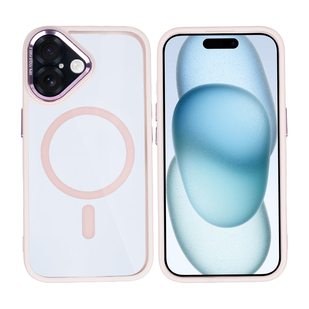 Rixus Classic 04 Case With MagSafe Compatible For Apple iPhone 16 Plus Pink