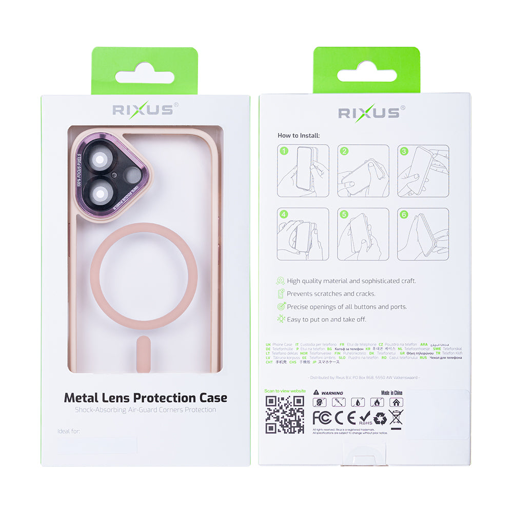 Rixus Classic 04 Case With MagSafe Compatible For Apple iPhone 16 Plus Pink