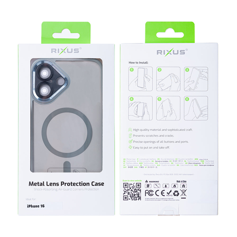 Rixus Classic 04 Case With MagSafe Compatible For Apple iPhone 16 Plus Grey