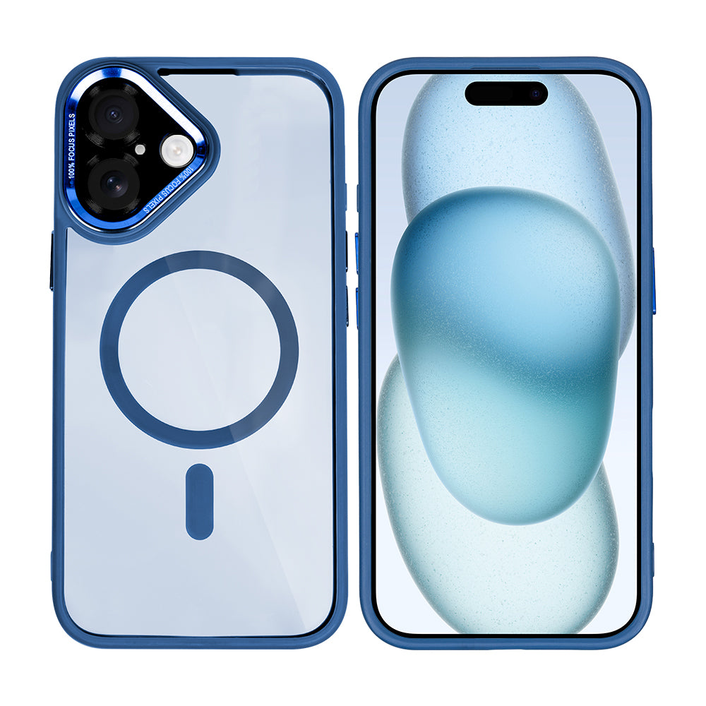 Rixus Classic 04 Case With MagSafe Compatible For Apple iPhone 16 Plus Dark Blue