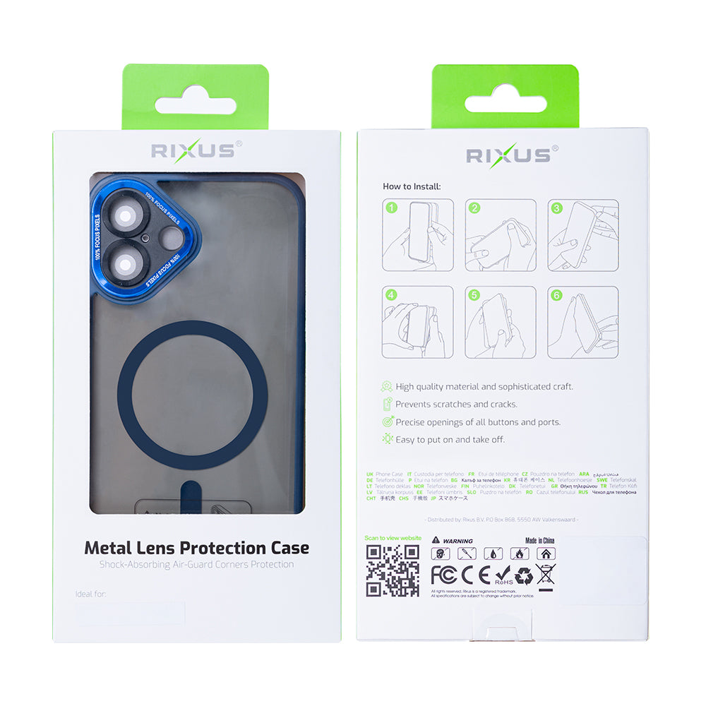 Rixus Classic 04 Case With MagSafe Compatible For Apple iPhone 16 Plus Dark Blue