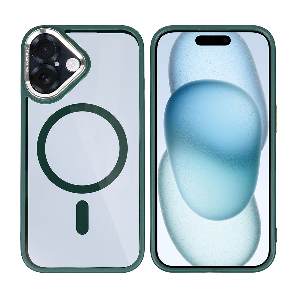 Rixus Classic 04 Case With MagSafe Compatible For Apple iPhone 16 Plus Dark Green