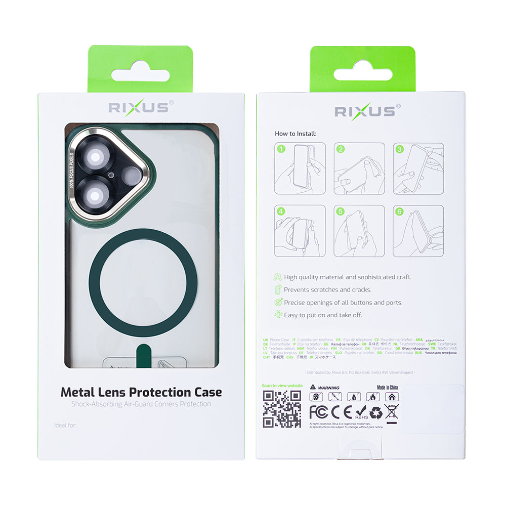 Rixus Classic 04 Case With MagSafe Compatible For Apple iPhone 16 Plus Dark Green