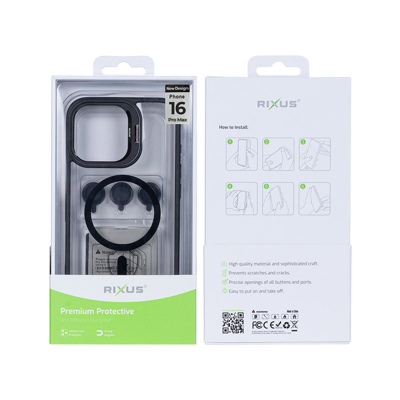 Rixus Classic 03 Case With MagSafe For iPhone 16 Pro Max Black