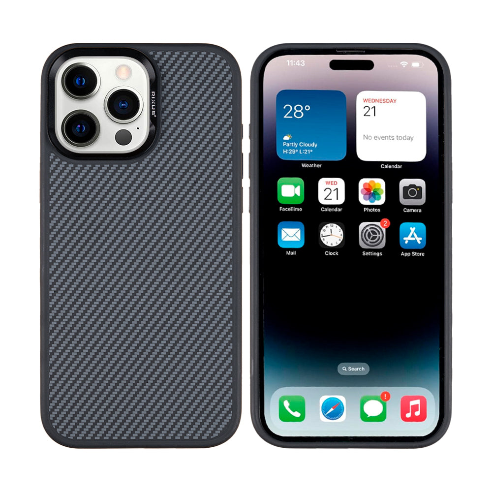 Rixus Mag Carbon With MagSafe Compatible For Apple iPhone 14 Pro Max Titanium Black