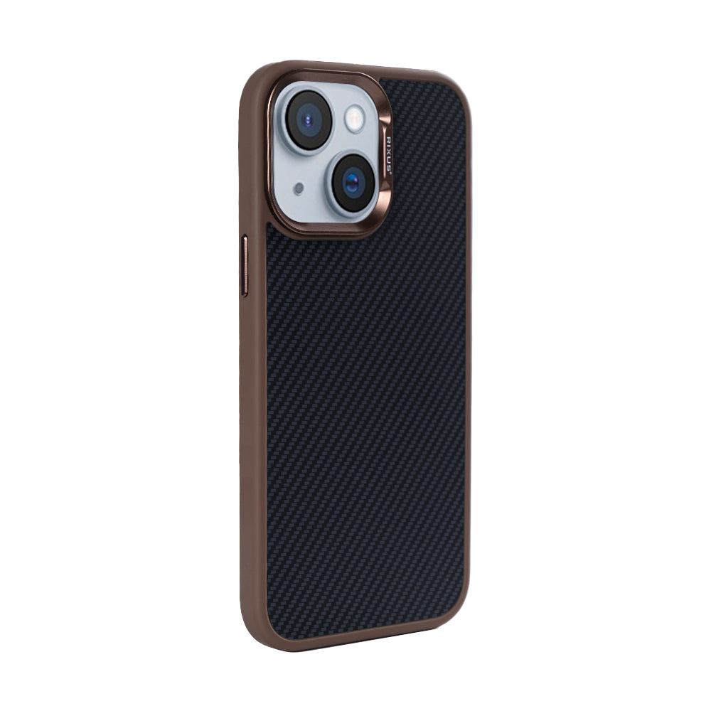 Rixus Mag Carbon With MagSafe Compatible For Apple iPhone 15 Brown