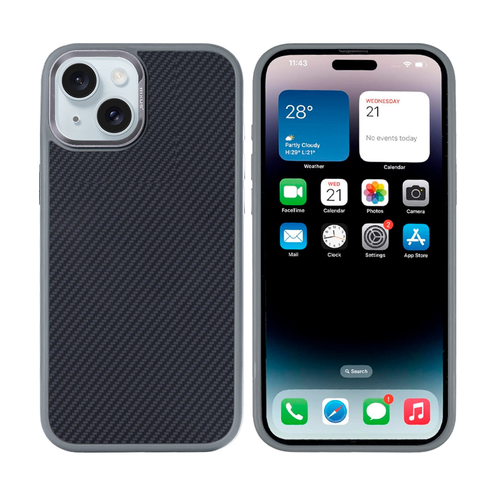 Rixus Mag Carbon With MagSafe Compatible For Apple iPhone 15 Titanium Grey