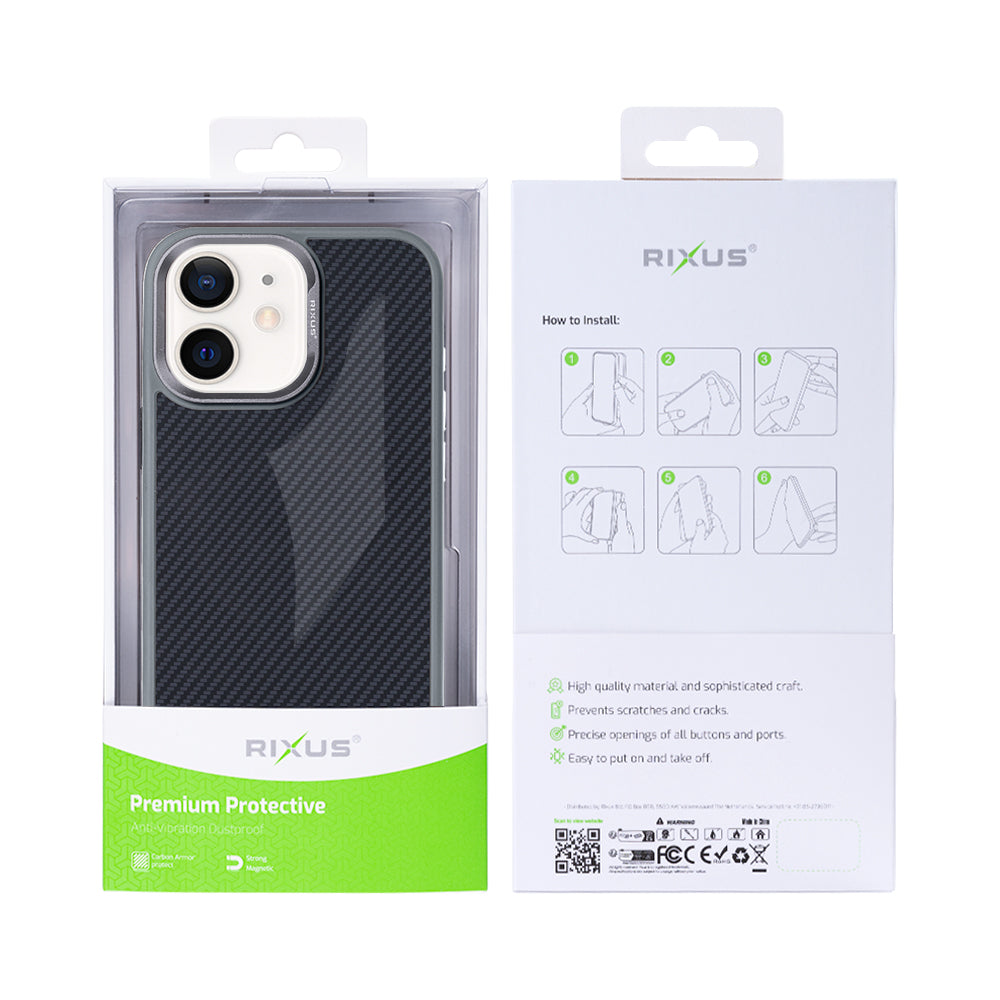 Rixus Mag Carbon With MagSafe Compatible For Apple iPhone 11 Titanium Grey