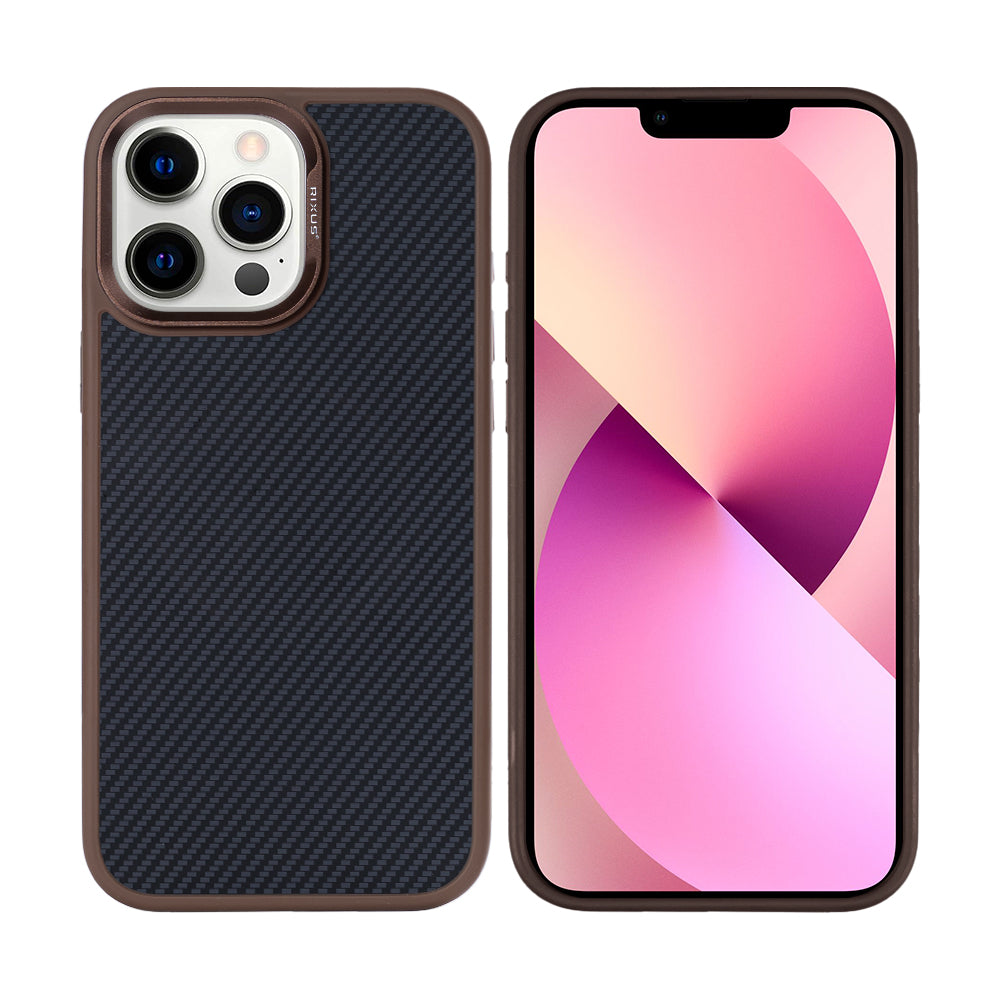 Rixus Mag Carbon With MagSafe Compatible For Apple iPhone 12 Pro Max Brown
