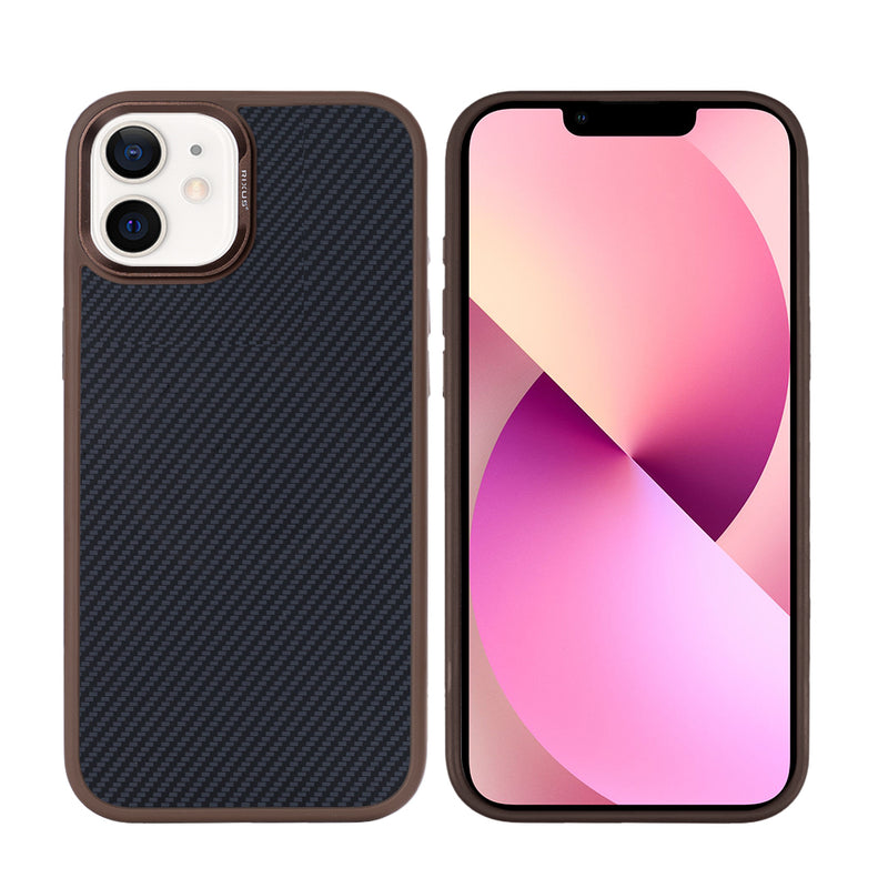Rixus Mag Carbon With MagSafe For iPhone 12, 12 Pro Brown