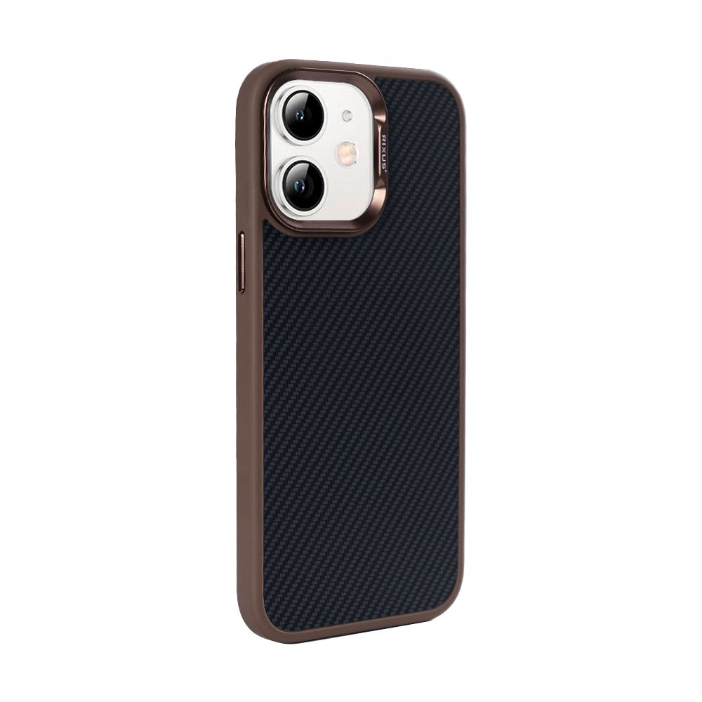 Rixus Mag Carbon With MagSafe Compatible For Apple iPhone 12, 12 Pro Brown