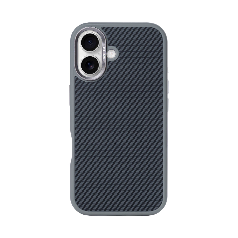 Rixus Mag Carbon With MagSafe Compatible For Apple iPhone 16 Titanium Grey