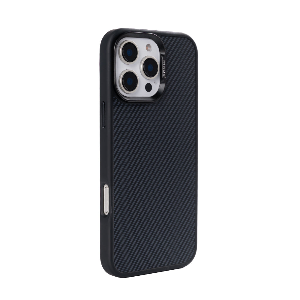 Rixus Mag Carbon With MagSafe Compatible For Apple iPhone 16 Pro Titanium Black