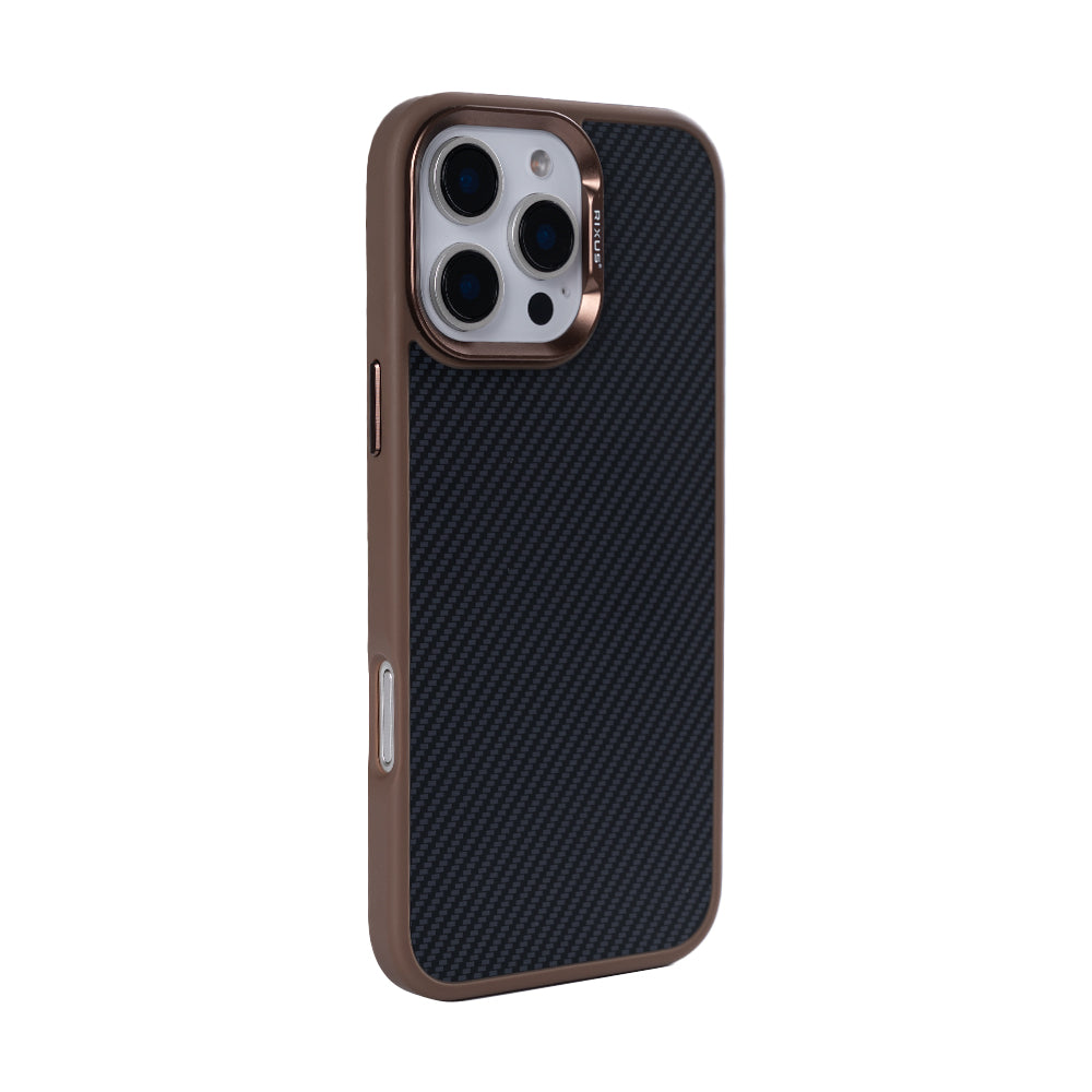 Rixus Mag Carbon With MagSafe Compatible For Apple iPhone 16 Pro Max Brown